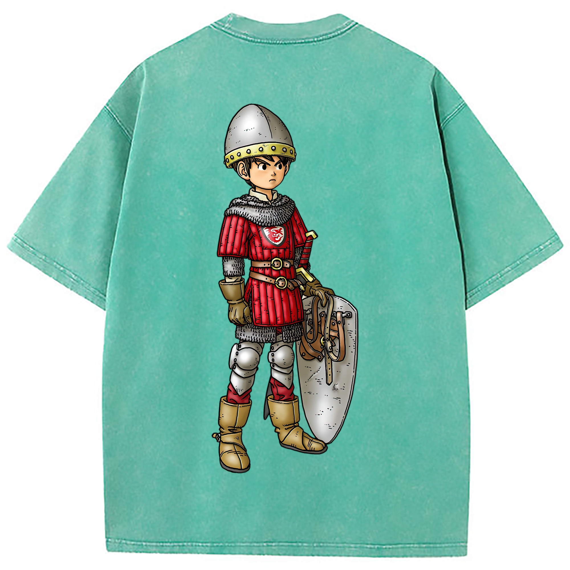 （画像用） ドラゴンクエスト Doragon Kuesuto Dragon Quest 綿100% ヴィンテージ風 半袖Tシャツ（背面プリント）